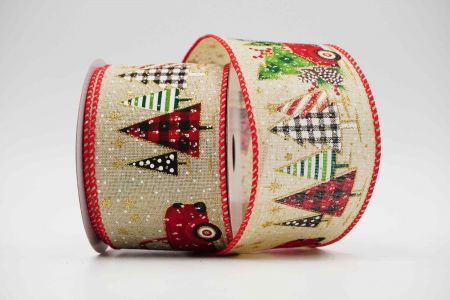Red Vintage Trucks, Trees with Gifts Ribbon-KF6812GC-13-7__Natural